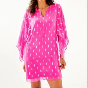 Lilly Pulitzer NWT Shalynn Silk Caftan Size 4 Pink & Gold